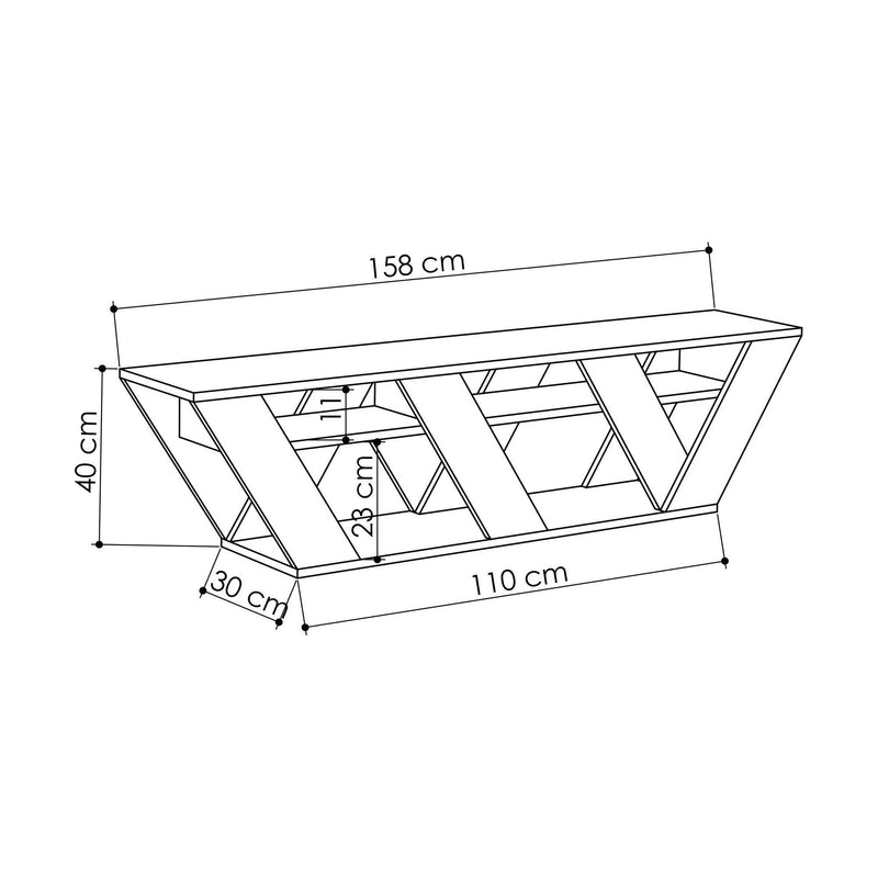 Comoda TV RALLA, alb, PAL melaminat, 158x30x40 cm