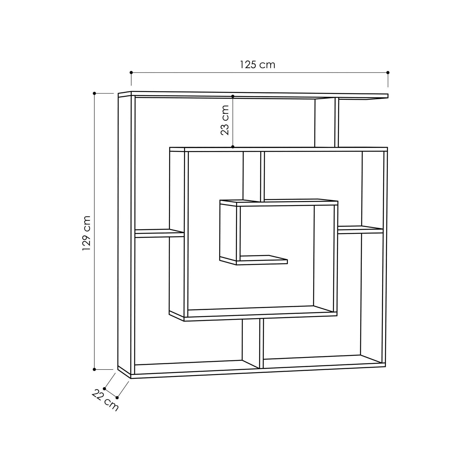 Etajera MAZE, gri antracit, PAL melaminat, 125x22x129 cm