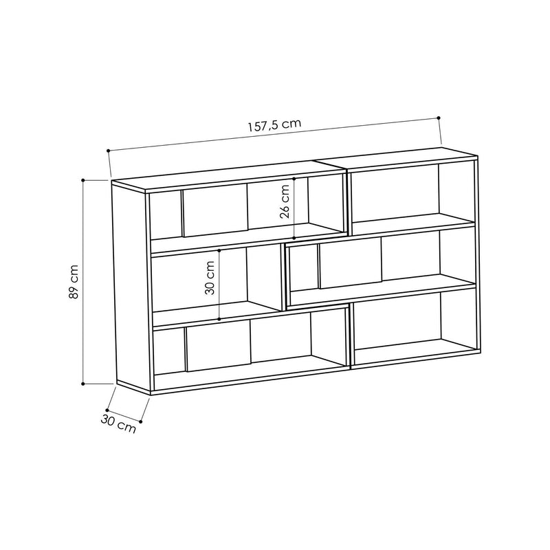 Biblioteca MOLLY N.3, stejar inchis, PAL melaminat, 158x30x89 cm