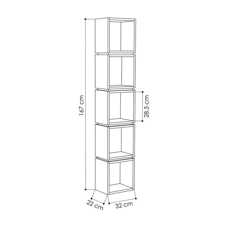 Biblioteca MULTI, bej/gri antracit, PAL melaminat, 32x22x167 cm