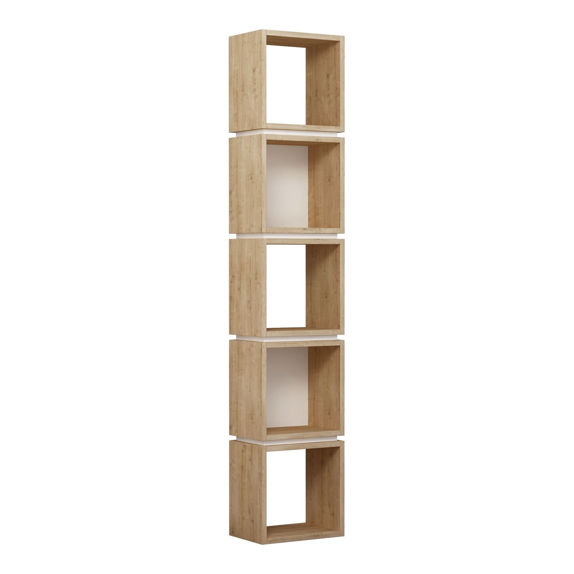 Biblioteca MULTI, stejar/alb, PAL melaminat, 32x22x167 cm