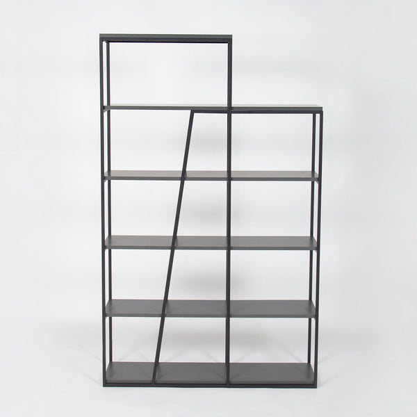 Biblioteca Kitaplik, gri antracit/negru, PAL/metal 110X29X178 cm