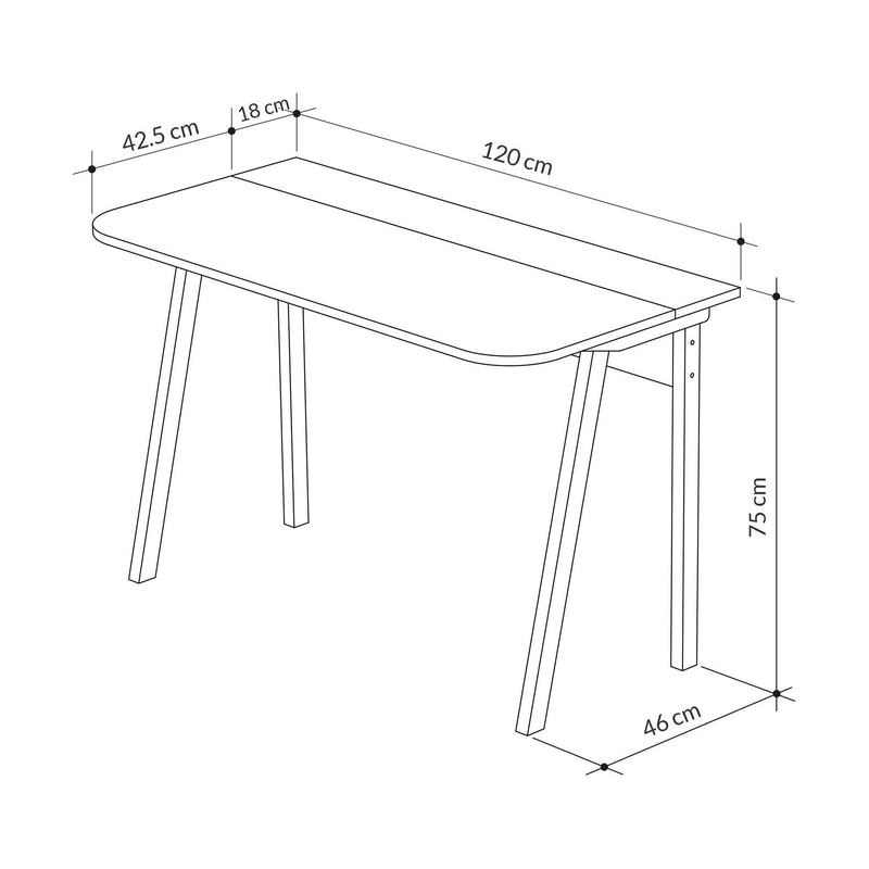 Masa birou Luton, alb/stejar, PAL, 120x60x75 cm