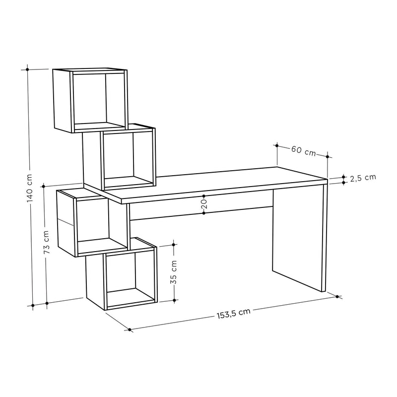 Birou BALANCE, alb, PAL melaminat, 154x60x140 cm