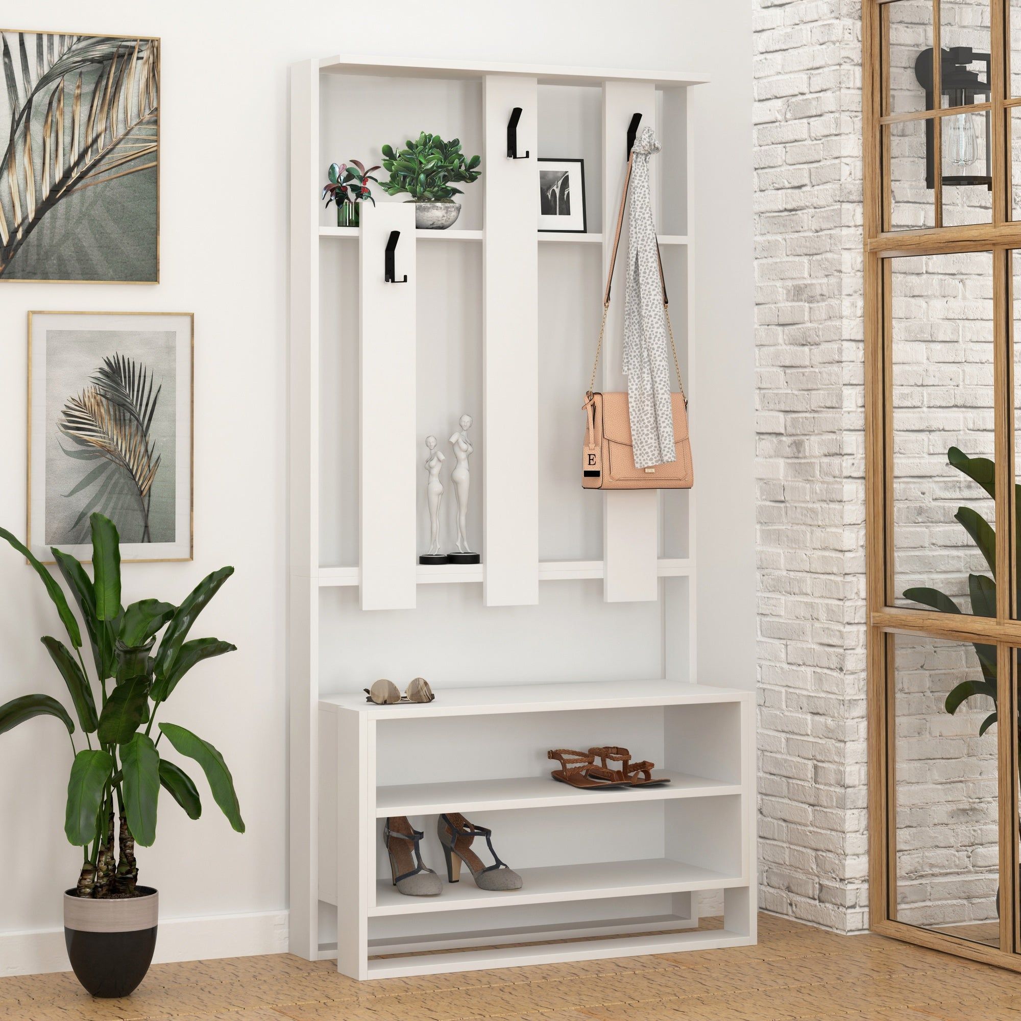 Mobilier hol 855DTE4015, alb, PAL melaminat, 90x36x180 cm
