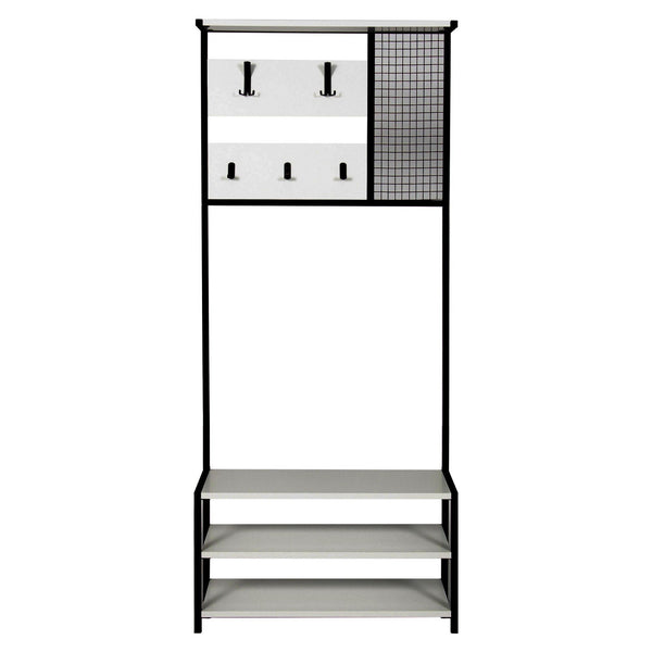 Mobilier hol NOMAD PORTMANTO, alb/negru, PAL melaminat/metal, 78x30x182 cm