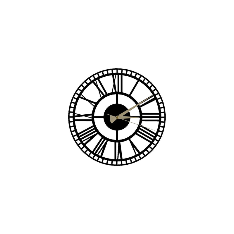 Ceas de perete Roman Clock 2, metal, negru, 50x50 cm
