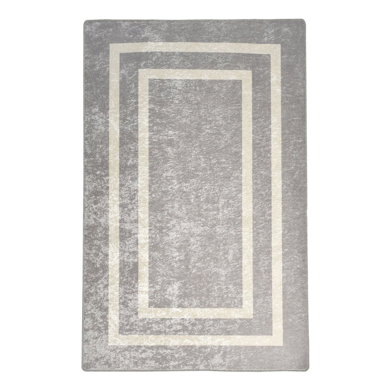 Covor living Silver, 160x230 cm, dreptunghiular, 50% catifea/50% poliester, gri/alb