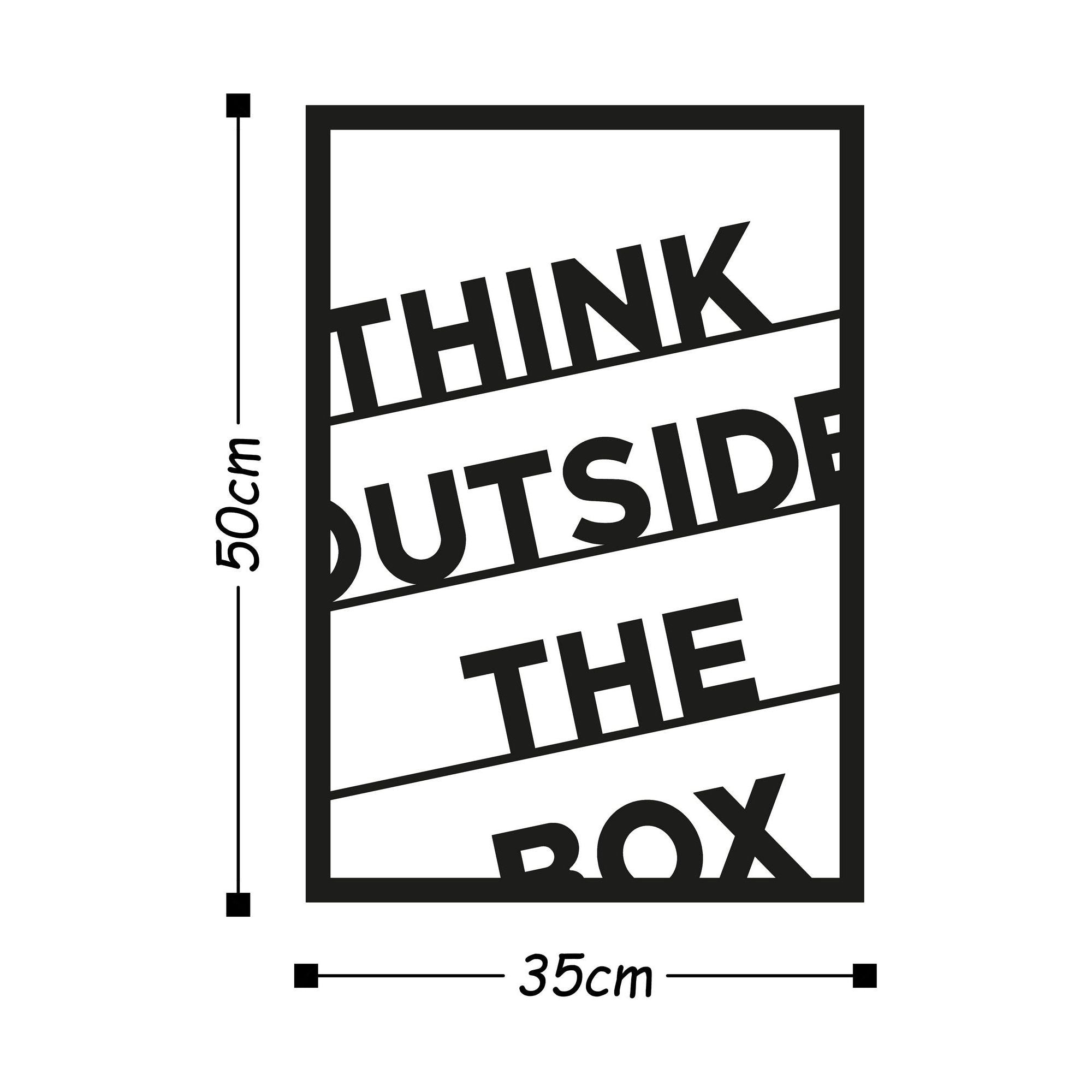 Decoratiune perete THINK OUT THE BOX, negru, metal, 35x50 cm