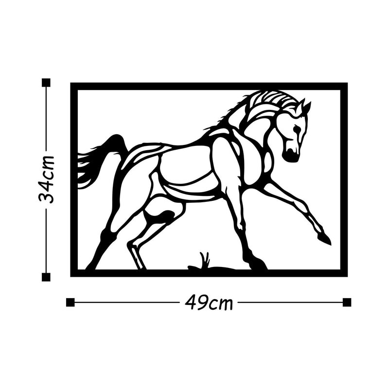 Accesoriu decorativ Horse, negru, metal, 49x34 cm