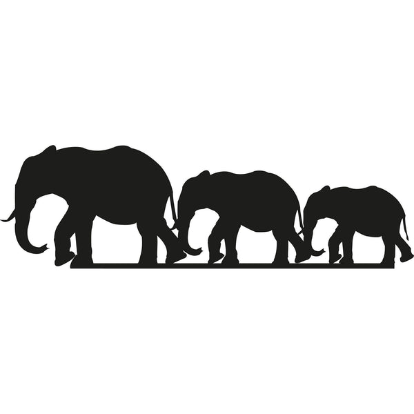 Accesoriu decorativ Elephants, negru, metal, 15x50 cm