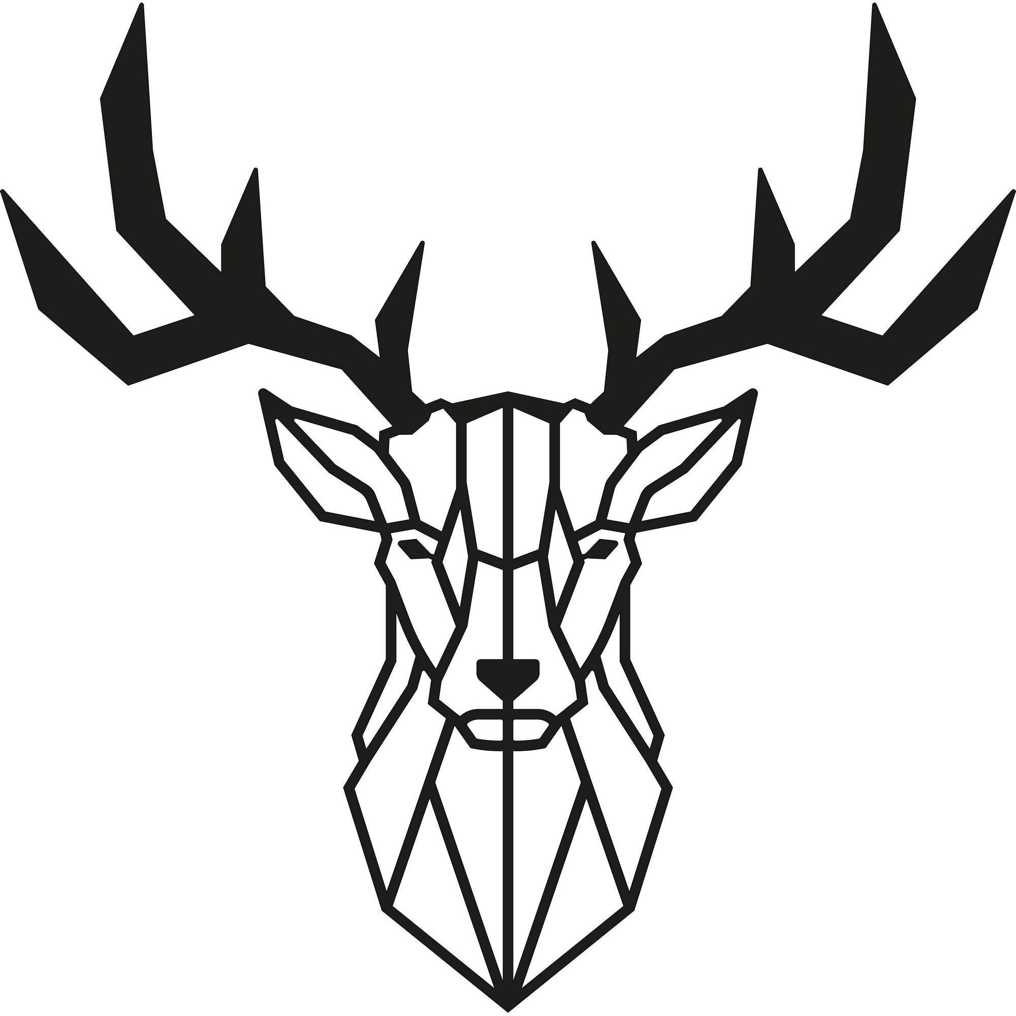 Decoratiune perete DEER2, negru, metal, 51x51 cm