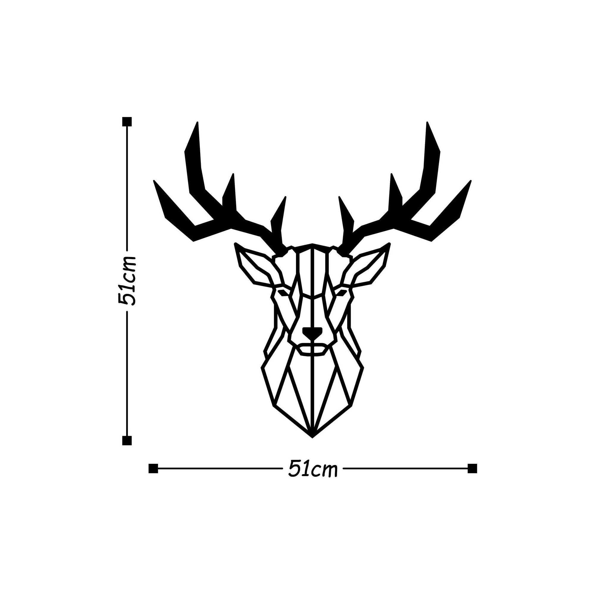 Decoratiune perete DEER2, negru, metal, 51x51 cm