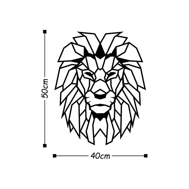 Accesoriu deocartiv de perete metalic Lion, 100% metal, negru, 40x50 cm