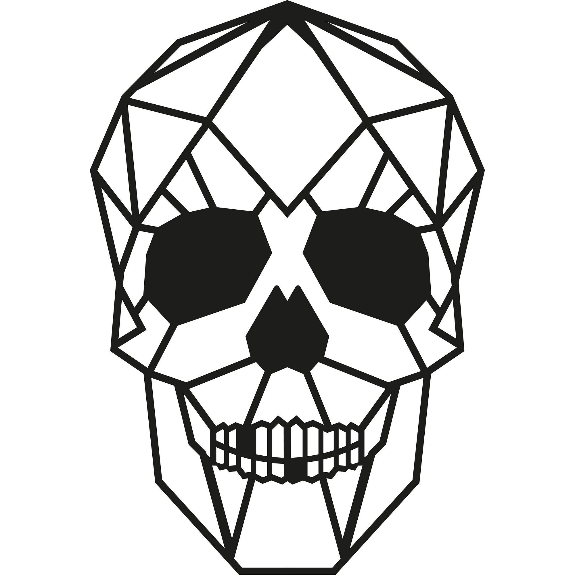 Decoratiune perete SKULL, negru, metal, 35x50 cm