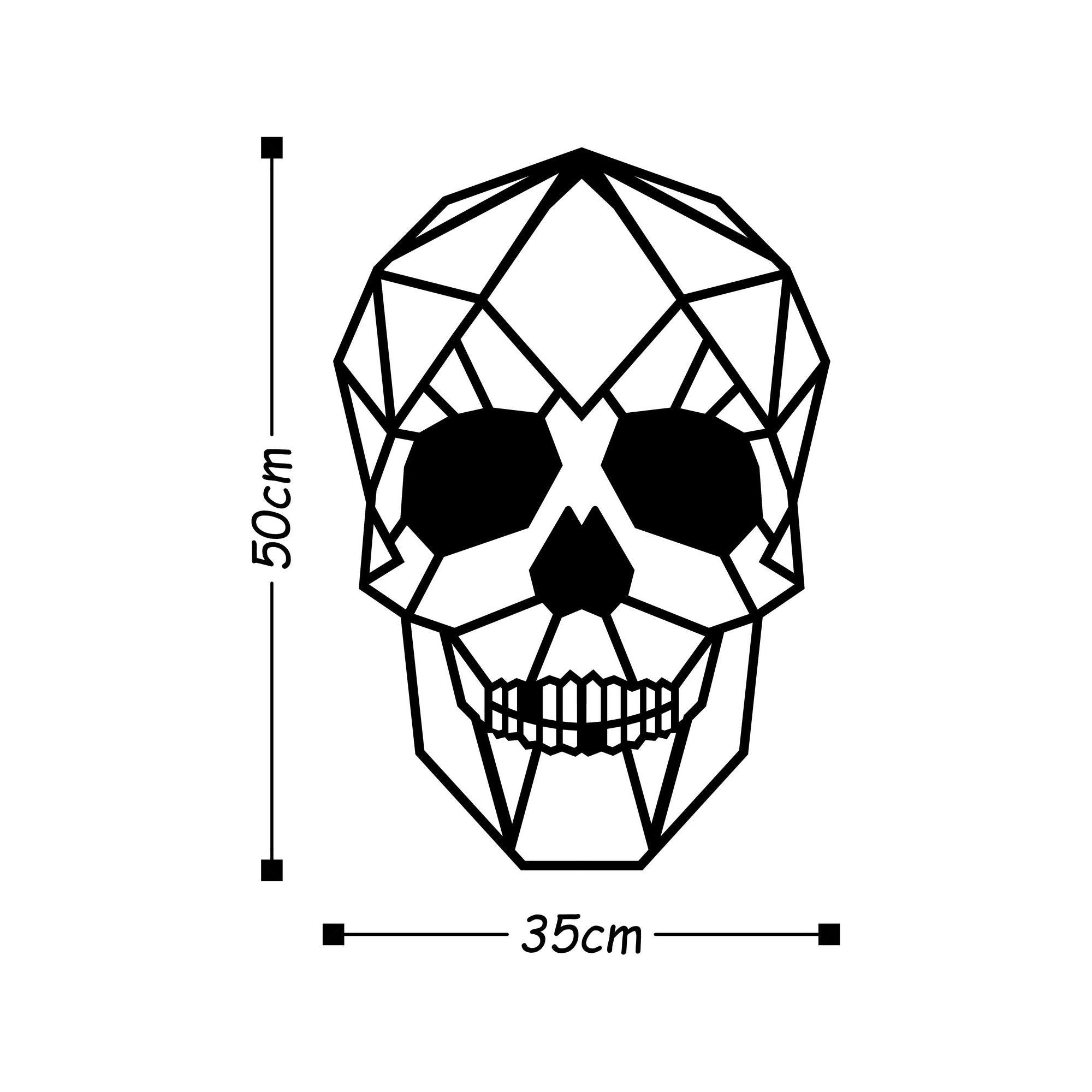 Decoratiune perete SKULL, negru, metal, 35x50 cm