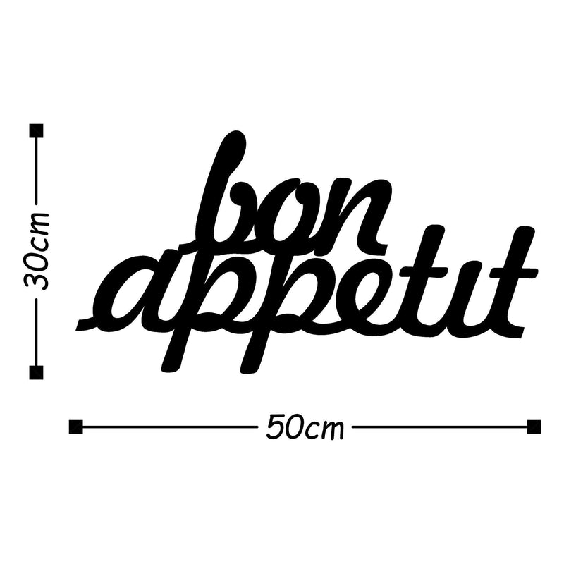 Decoratiune perete Bon Appetit, metal 100%, negru, 50 x 30 cm