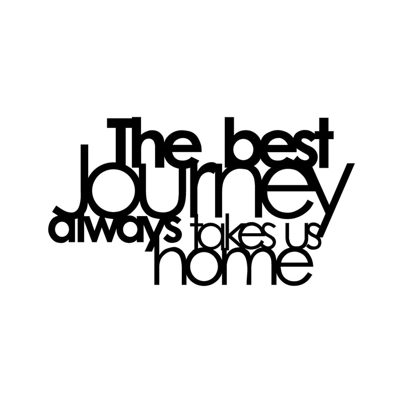 Decoratiune perete THE BEST JOURNEY ALWAYS, negru, metal, 70x40 cm