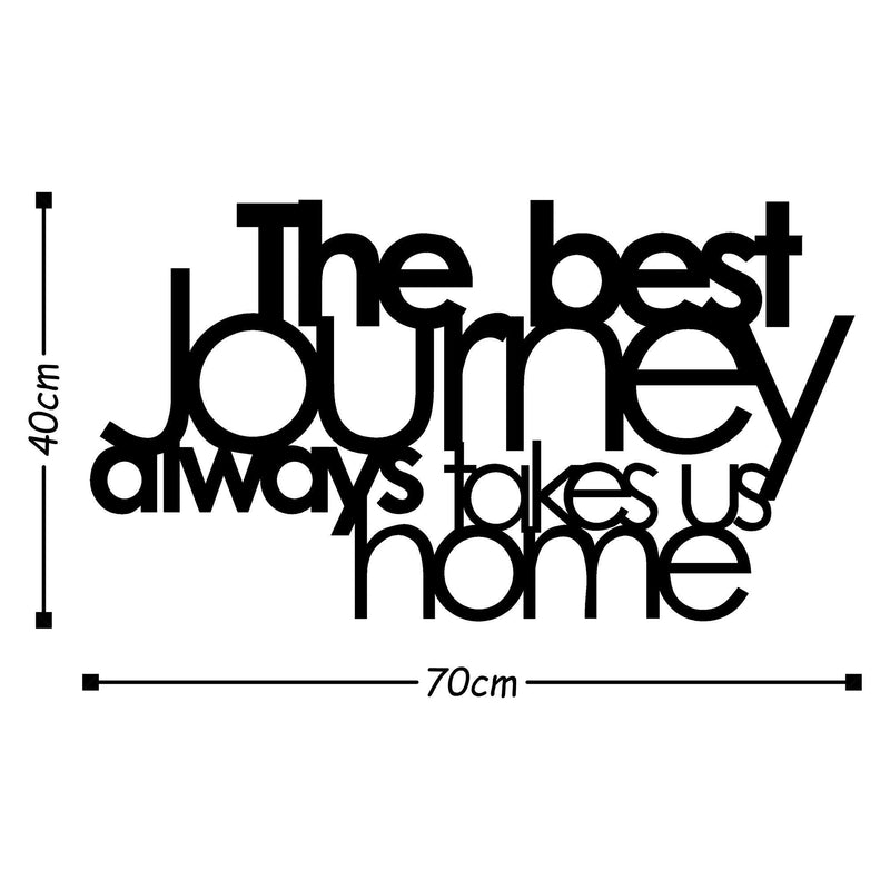 Decoratiune perete THE BEST JOURNEY ALWAYS, negru, metal, 70x40 cm