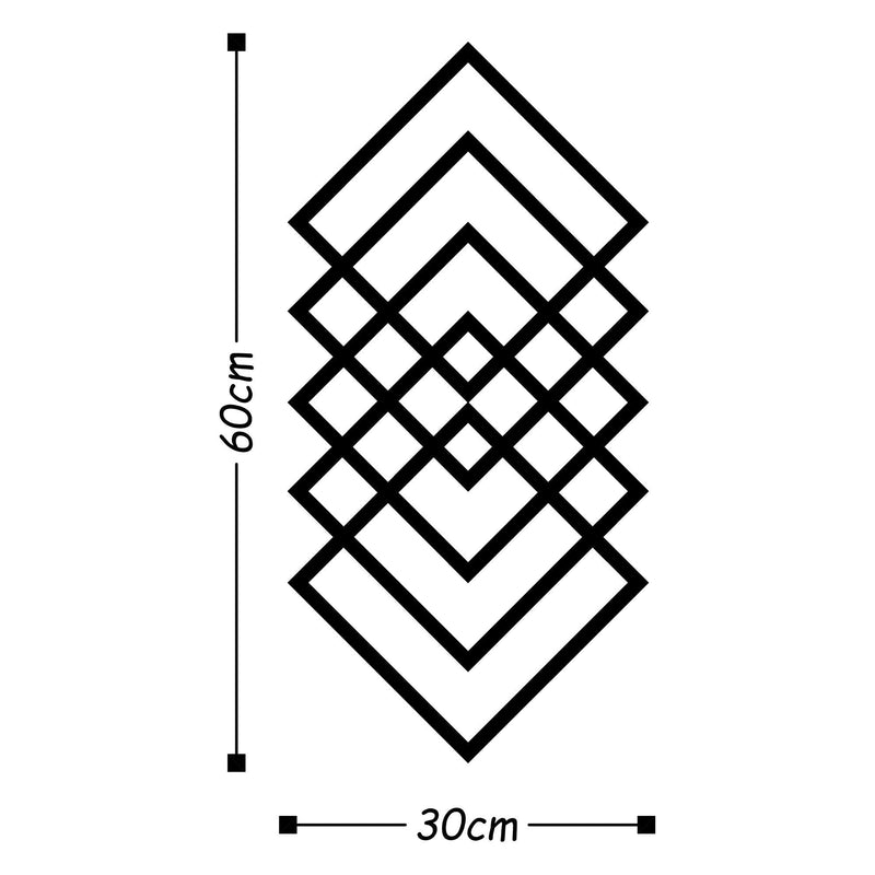 Decoratiune perete GEOMETRY, negru, metal, 30x60 cm