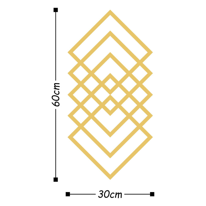 Decoratiune perete Geometry. metal 100%, galben, 30 x 60 cm
