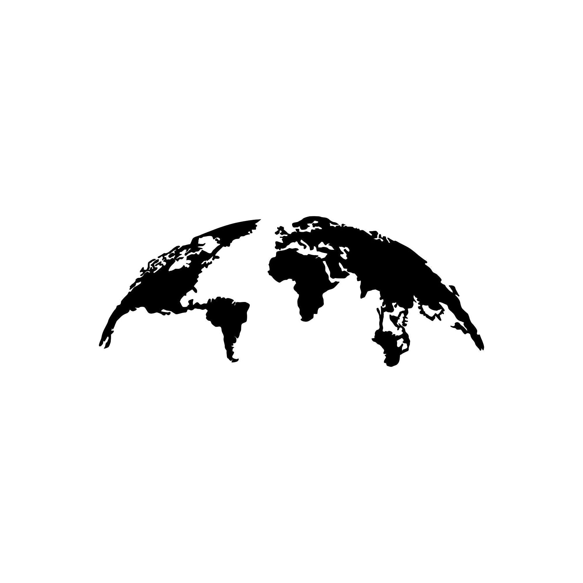 Decoratiune perete WORLD MAP SMALL, negru, metal, 100x39 cm
