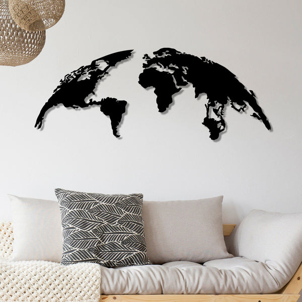 Accesoriu decorativ World Map Large, negru, metal, 150x59 cm