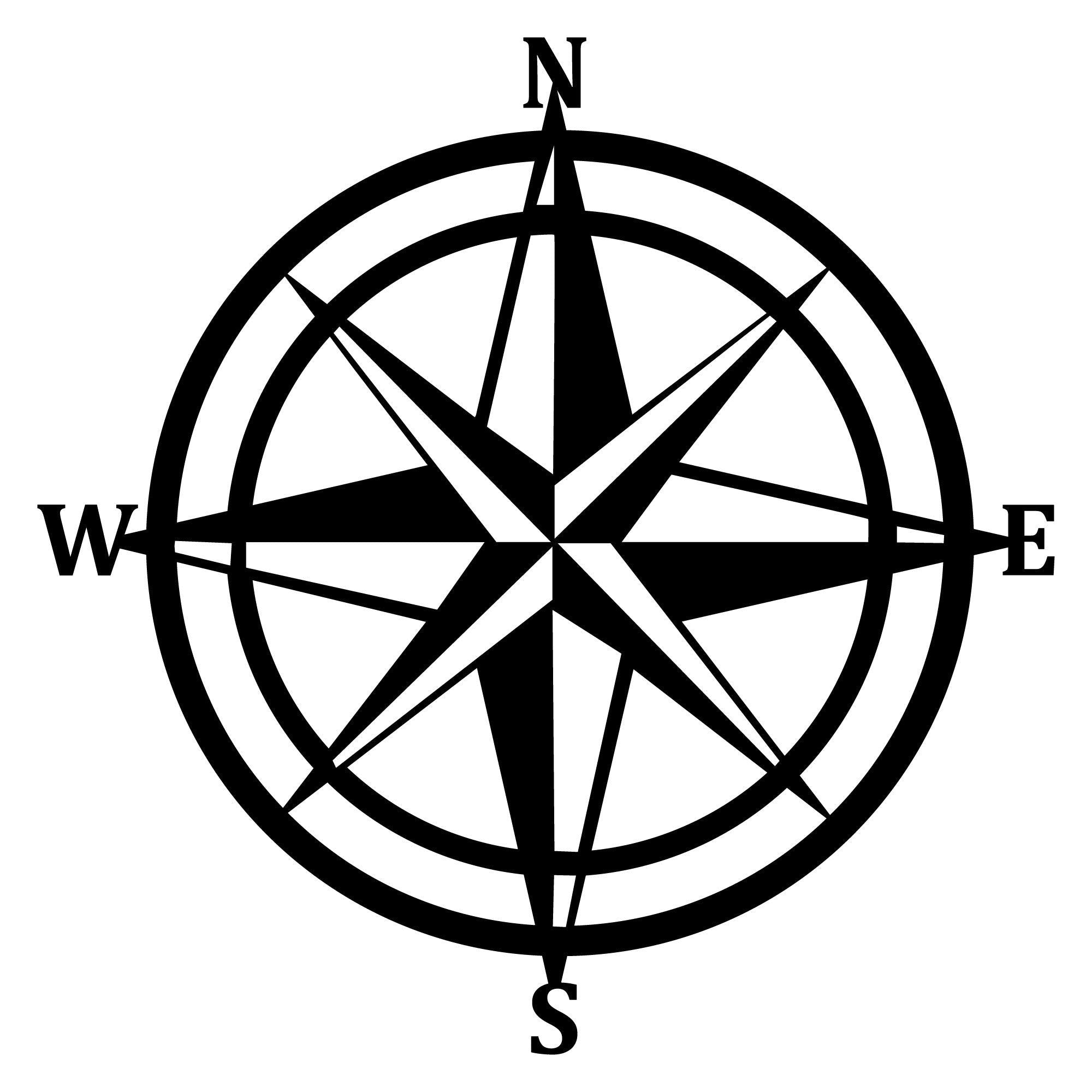 Decoratiune perete COMPASS, negru, metal, 55x55 cm