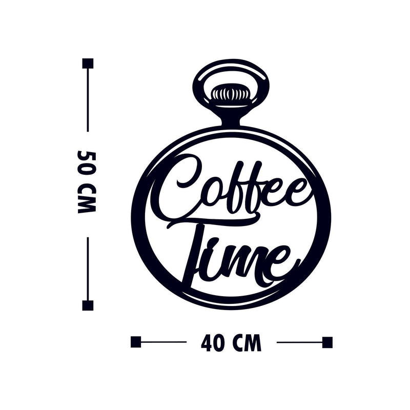 Decoratiune perete COFFEE TIME, negru, metal, 40x50 cm