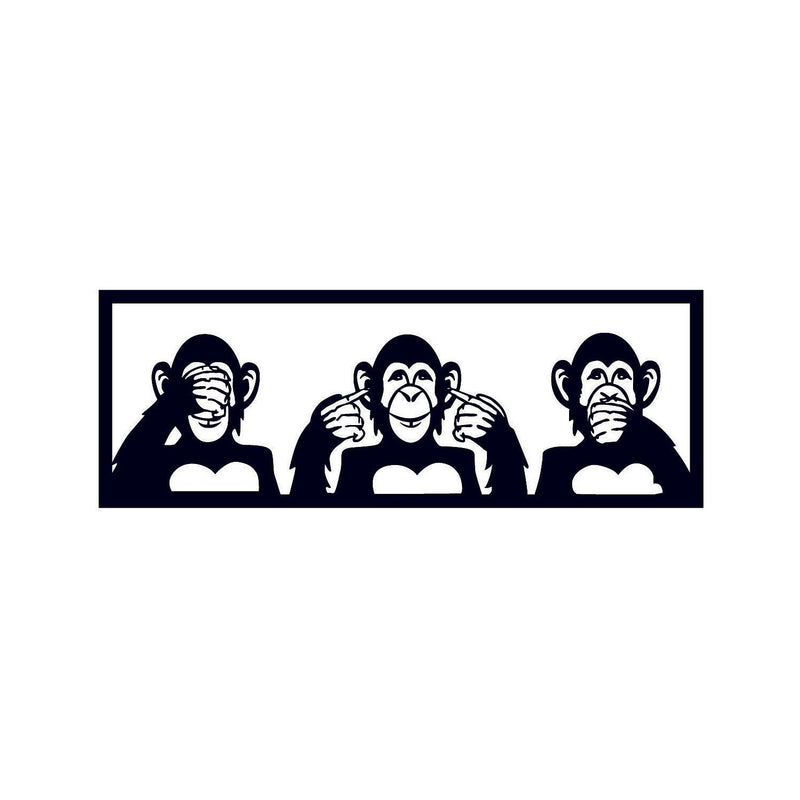 Decoratiune perete THREE MONKEYS-S, negru, metal, 50x18 cm