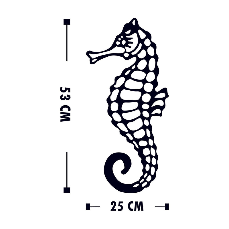 Decoratiune perete SEAHORSE, negru, metal, 25x53 cm