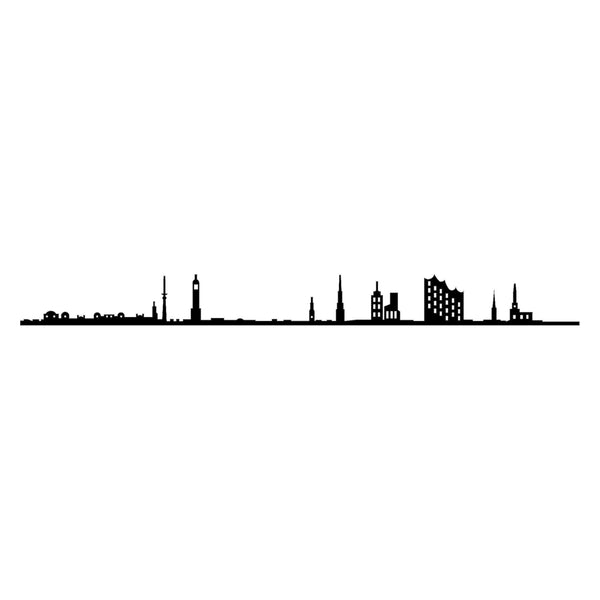 Accesoriu decorativ Hamburg Skyline, negru, metal, 120x11 cm