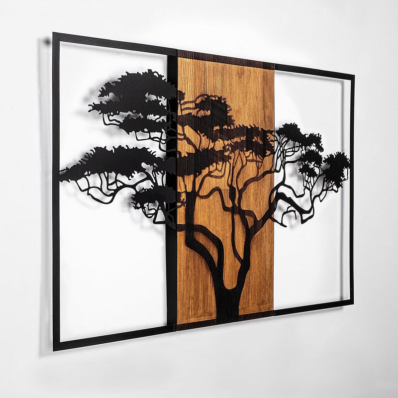 Accesoriu decortiv Acacia Tree-388, negru, lemn/metal, 90x58 cm