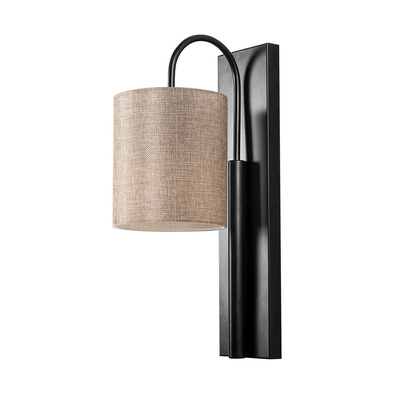 Lampa de perete Baston-3461, negru/crem, metal/material textil, 14x20x42 cm
