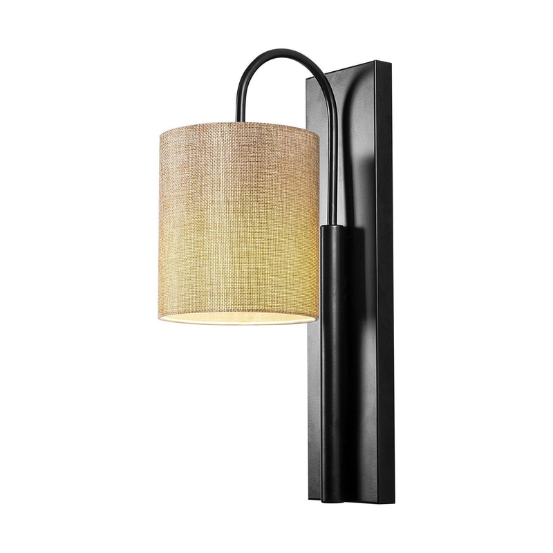 Lampa de perete Baston-3461, negru/crem, metal/material textil, 14x20x42 cm