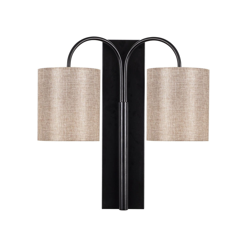 Lampa de perete Baston-3471, negru/crem, metal/material textil, 40x20x42 cm