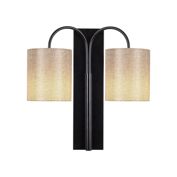 Lampa perete Baston-3471, negru/crem, metal/material textil, 40x20x42 cm