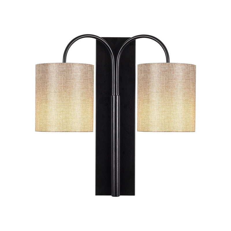 Lampa de perete Baston-3471, negru/crem, metal/material textil, 40x20x42 cm