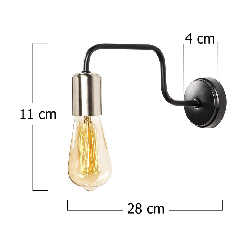 Lampa perete DENGE-3432, negru, metal, 4x28x11 cm