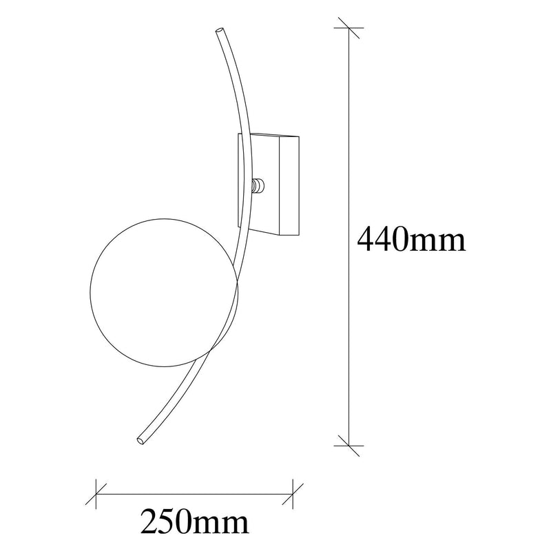 Aplica HILAL 3821, negru/alb, metal/sticla, 12x25x44 cm