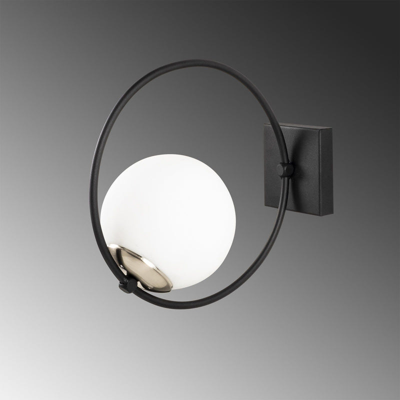 Lampa de perete Dolunay-3911, negru/alb, metal/sticla, 15x31x28 cm