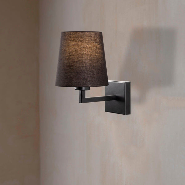 Lampa de perete 4658, negru, metal/material textil, 18x24x30 cm