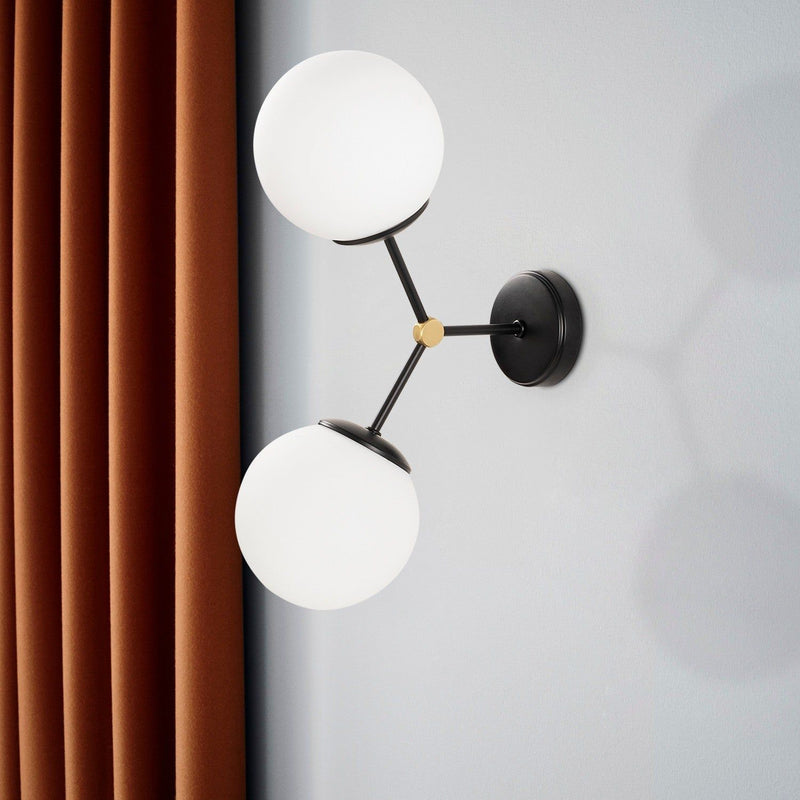 Lampa de perete Damar-6342, negru/alb, metal/sticla, 28x15x44 cm