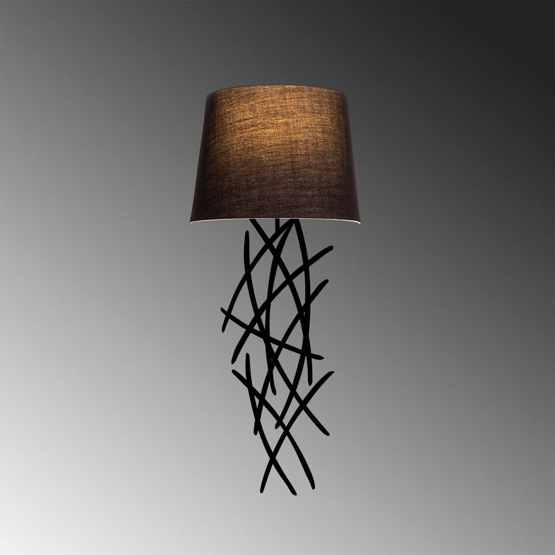 Lampa de perete Asaf-6984, negru, metal/material textil, 72x28x24 cm