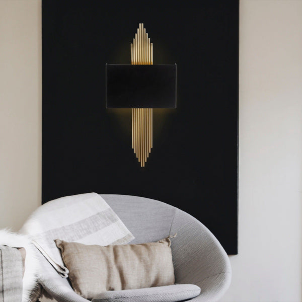 Lampa de perete 612-A, negru/auriu, metal, 75x10x22 cm