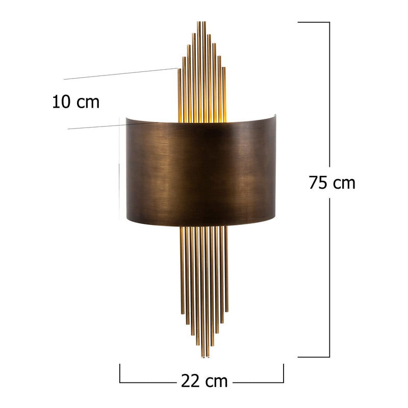 Aplica de perete 619 - A, metal, auriu, forma curbata, 75x10x22 cm