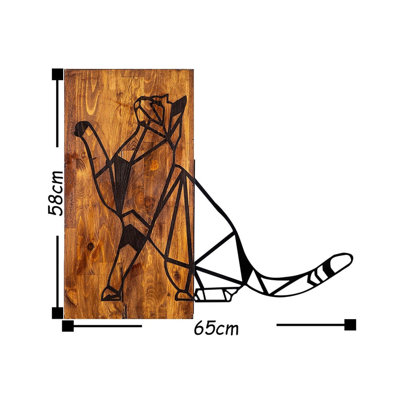 Accesoriu decorativ Cat, negru/stejar, metal/lemn, 65x58 cm