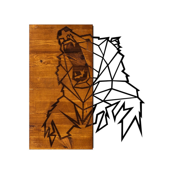 Accesoriu decorativ Ayi 1, negru/stejar, lemn/metal, 54x58 cm
