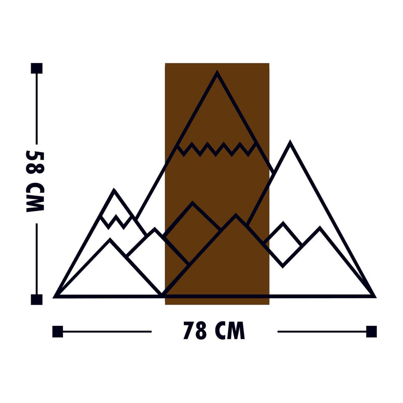 Decoratiune perete MOUNTAIN, nuc/negru, lemn/metal, 78x58 cm