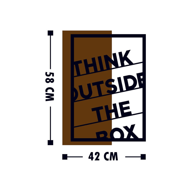 Decoratiune perete THINK OUT THE BOX, stejar/negru, lemn/metal, 42x58 cm